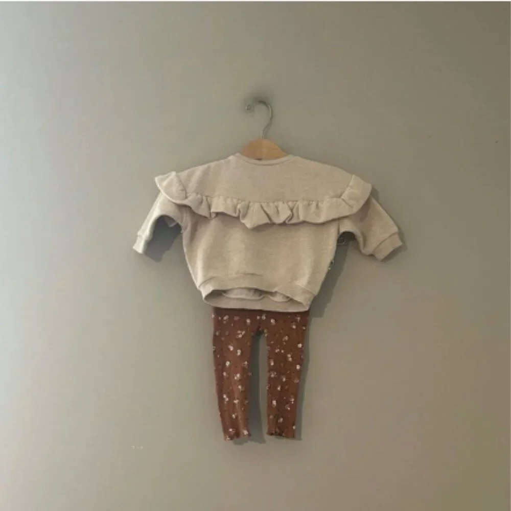 $18 ADD ON Rabbit + Bear set 12M Jamie Kay Zara matching‎ floral top sweatshirt
